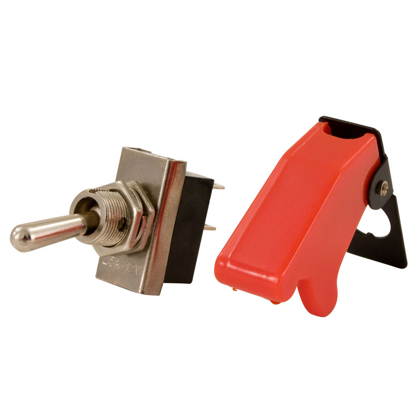 12v Aircraft Style 25 Amp On / Off Toggle Switch With Red Flip Cover eBay